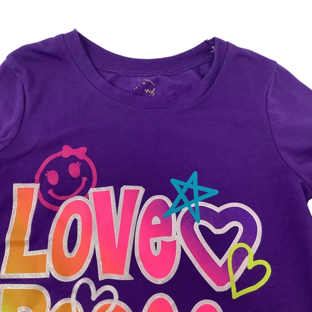 Girls Purple‎ Long Sleeve Love Peace Dream Graphic Casual Shirt Size M 7-8